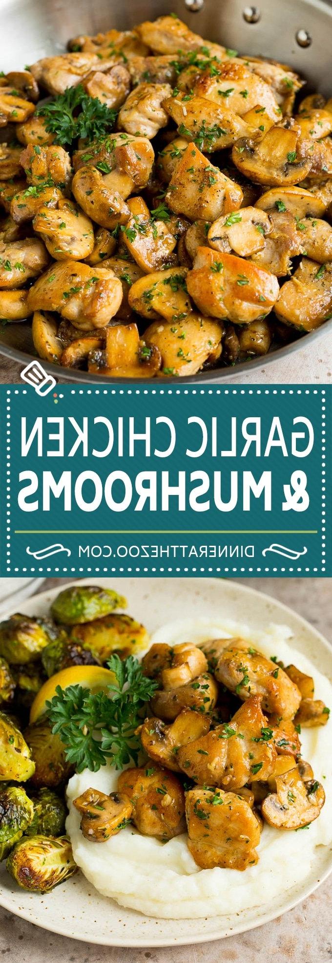 Knoblauch-Butter-Hähnchen mit Champignons in aromatischer Soße. Dieses Rezept für Knoblauch-Butter-Hähnchen beinhaltet angebratenes Hähnchen und sautierte Champignons, alles in einer aromatischen Butter-, Knoblauch- und Kräutersauce.