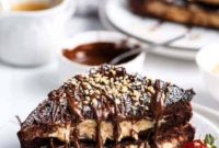 Peanut Butter Cheesecake-Stuffed Chocolate Brownie French Toast