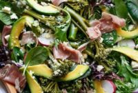 Fresh Broccolini, Prosciutto, Feta And Avocado Salad