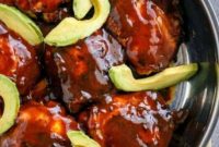 Tangy Barbecue Buffalo Chicken Thighs with Creamy Avocado