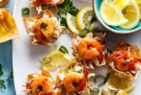 Garlic Shrimp Salad Wonton Nests