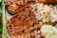 Sheet Pan Roasted Lemon Garlic Salmon and Asparagus