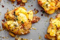 Ultimate Crispy Garlic Butter Parmesan Smashed Potatoes