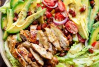 Honey Mustard Chicken Salad with Crispy Bacon and Creamy Avocado