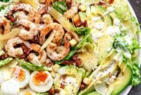 Lighter Lemon Garlic Shrimp Caesar Salad