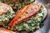 Cheesy Spinach Artichoke Stuffed Chicken