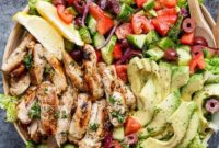 Mediterranean Grilled Lemon Herb Chicken Salad