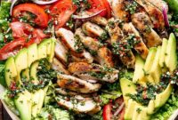 Zesty Grilled Chimichurri Chicken Avocado Salad