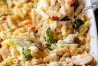 Velvety Chicken Mushroom Macaroni Casserole