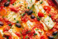 Golden Pan-Seared Fish with Mediterranean Medley