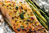 Zesty Lemon Parmesan Salmon and Asparagus Foil Packets