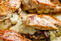 Garlic Butter Chicken Stuffed with Cheesy Mushrooms
