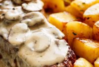 Sizzling Garlic Butter Steak with Velvety Mushroom Cream