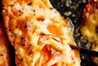 Golden Garlic Cheese Sweet Potato Bake