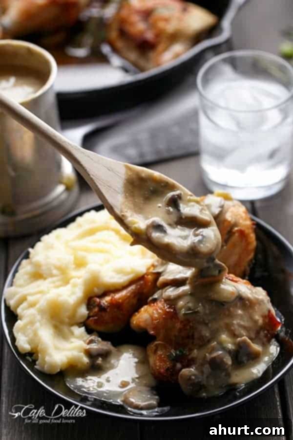 Beer-Crisped Chicken with Mushroom Ale Gravy 3 Crispy Beer Chicken with Drunken Creamy Mushroom Gravy