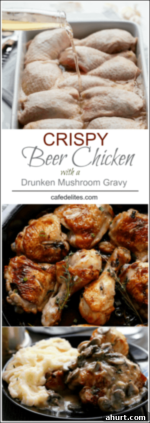 Beer-Crisped Chicken with Mushroom Ale Gravy 9 PIN image of Crispy Beer Chicken with Drunken Creamy Mushroom Gravy