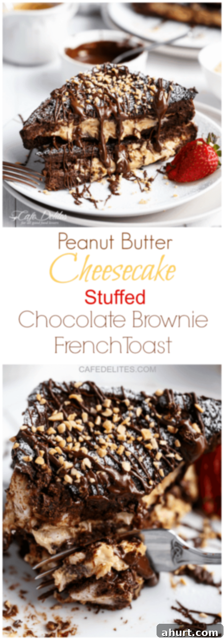 Peanut Butter Cheesecake-Stuffed Chocolate Brownie French Toast 11 PIN image of Peanut Butter Cheesecake Stuffed Chocolate Brownie French Toasts