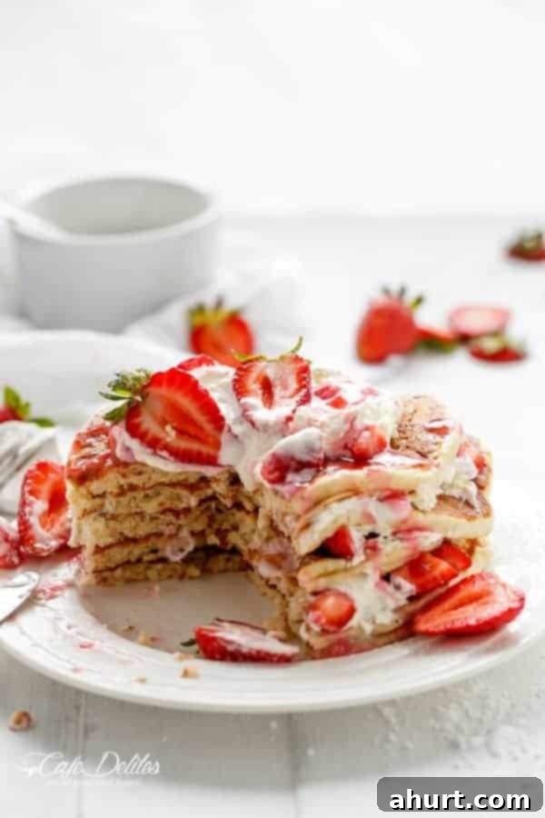 A piece missing from Strawberry Shortcake Pancakes