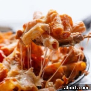 Golden Baked Chicken Pasta with Roasted Tomatoes & Melted Mozzarella 8 Cheesy Chicken and Roasted Tomato Mozzarella Pasta Bake in a bowl