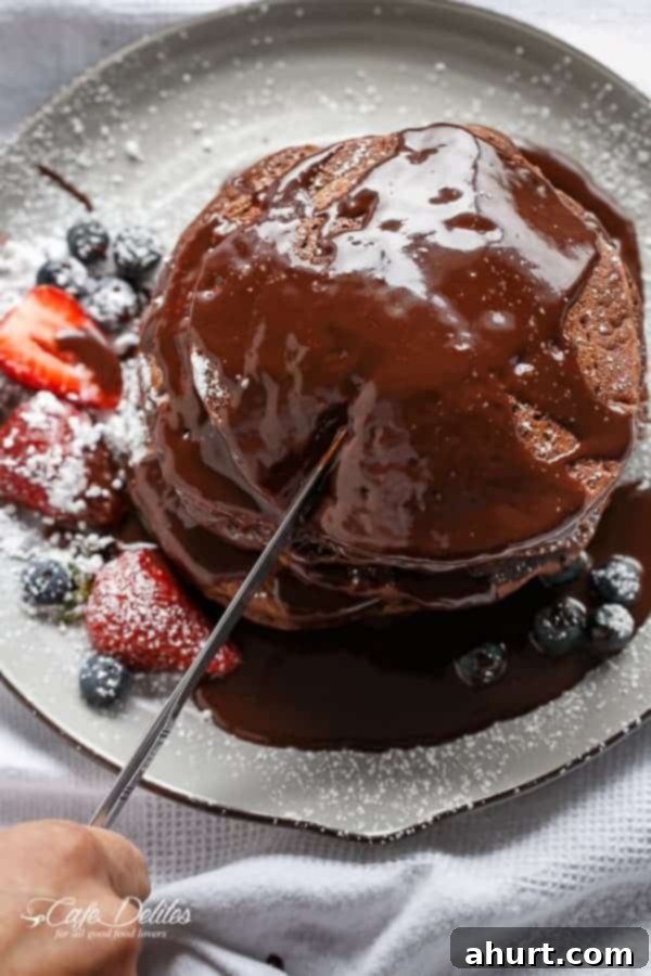 Top view image of Double Chocolate Brownie Pancakes