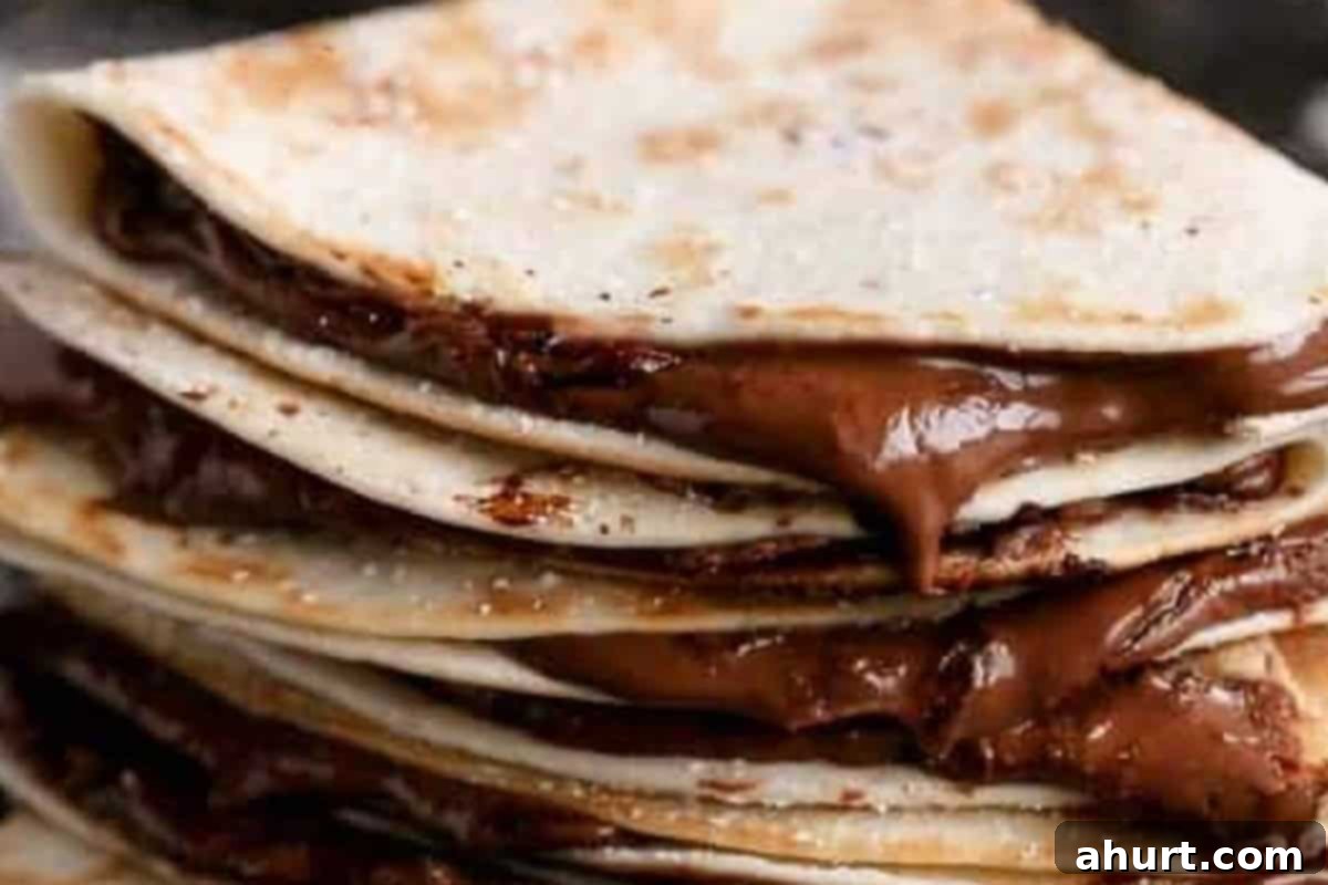 Easy Nutella Quesadillas 5 Cook quesadillas 1 to 2 minutes until golden and Nutella is melted.