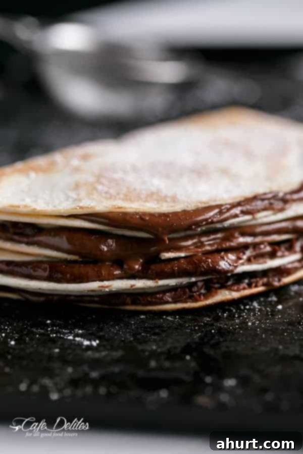 Easy Nutella Quesadillas 6 Side view image of Simple Nutella Quesadillas
