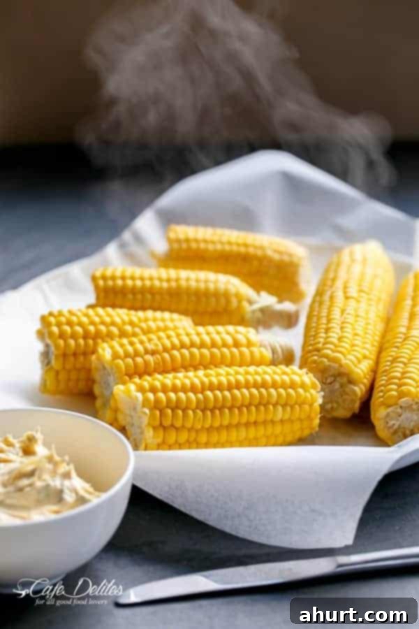 Garlic Butter Glazed Corn 4 Raw corn cob pieces