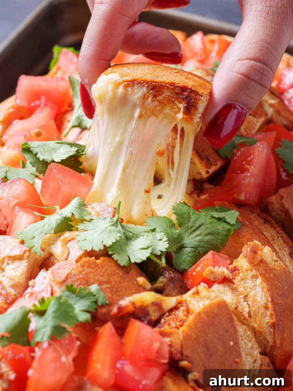 Savory Chipotle Carne Asada Pull Apart Loaf 2 Carne Asada Chipotle Pull Apart Bread on a tray