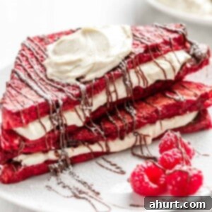 Signature Red Velvet French Toast 10 Beautifully plated Red Velvet French Toast Cheesecake, ready to eat