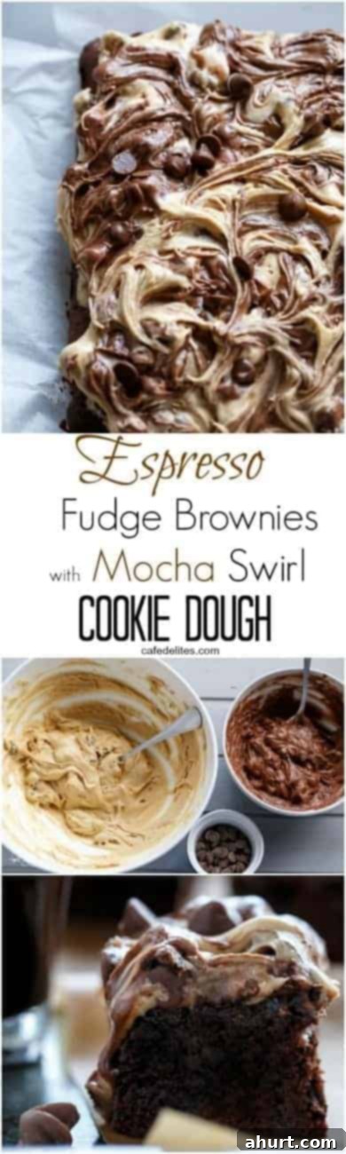 Swirled Mocha Cookie Dough Espresso Fudge Brownies 10 PIN image of Espresso Fudge Brownies with Mocha Swirl Cookie Dough