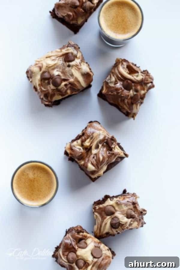 Swirled Mocha Cookie Dough Espresso Fudge Brownies 4 Espresso Fudge Brownies with Mocha Swirl Cookie Dough pieces