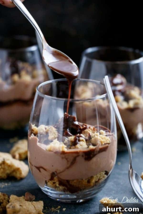 No Bake Nutella Chip Cookie Cheesecake Parfait 6 Nutella Cheesecake Chocolate Chip Cookie Parfait in a glass