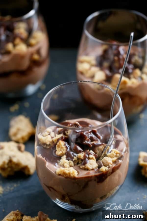 No Bake Nutella Chip Cookie Cheesecake Parfait 8 Nutella Cheesecake Chocolate Chip Cookie Parfait with spoon