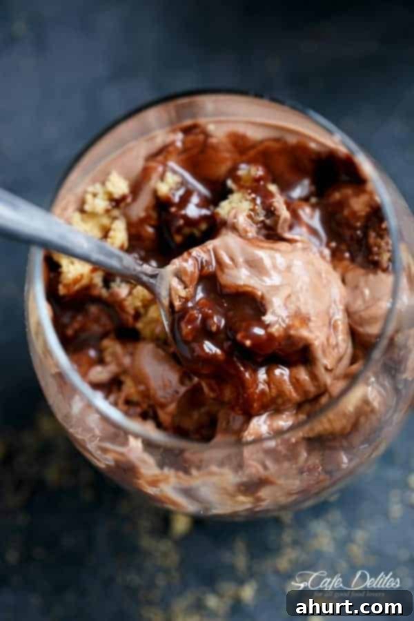 No Bake Nutella Chip Cookie Cheesecake Parfait 10 Top view of Nutella Cheesecake Chocolate Chip Cookie Parfait