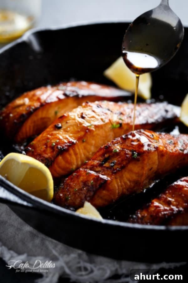 Honey Garlic Glazed Salmon with Browned Butter 2 Browned Butter Honey drizzled over Grilled Garlic Salmon