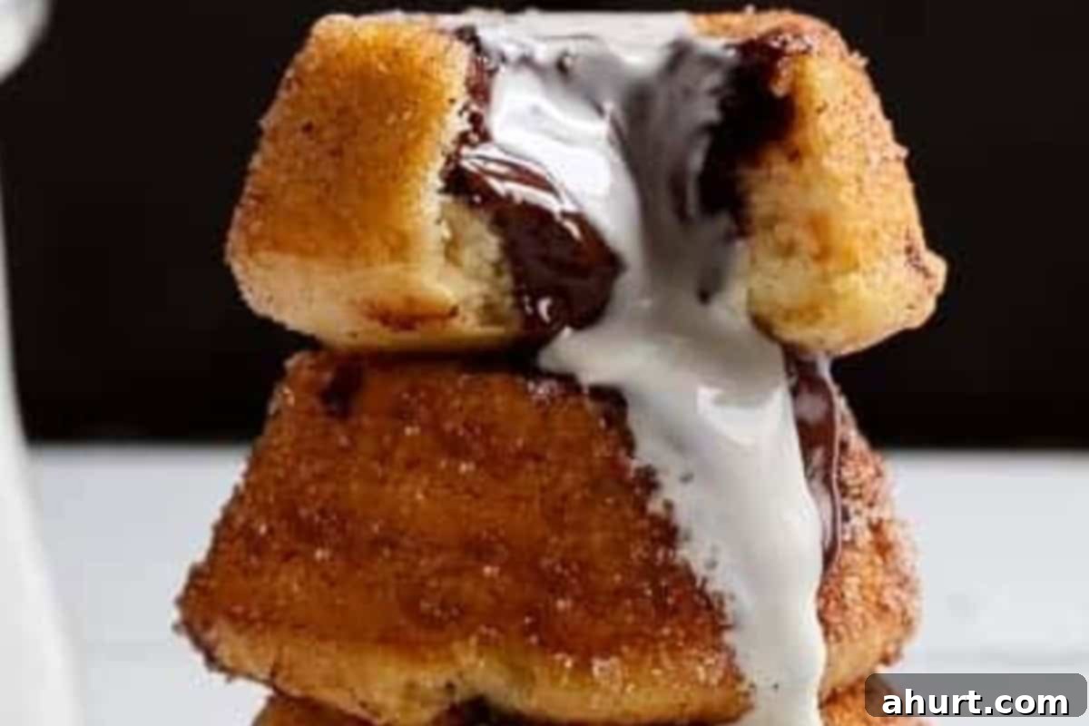 Golden Churro Molten Delights 11 Cut a small indent on top, fill with ganache and serve with cream.
