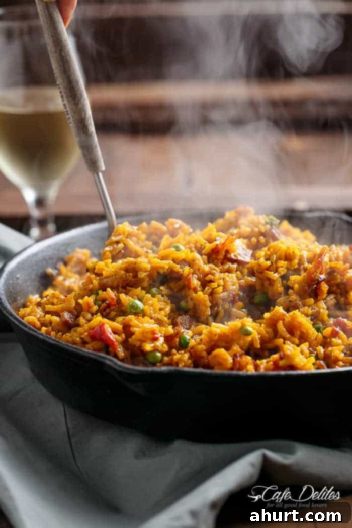 Side view image of hot Crispy Spanish Chicken and Rice 