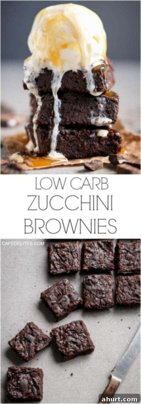 Fudgy Keto Zucchini Brownies 10 Pinterest image featuring irresistible Low Carb Zucchini Brownies, inviting readers to save the recipe.