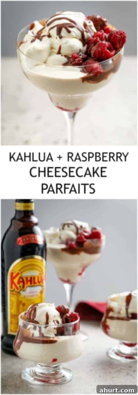 Decadent Kahlua Raspberry Cheesecake Parfaits 9 PIN image of Creamy Kahlua Raspberry Cheesecake Parfaits