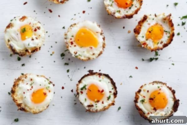 Keto Cauliflower Hash Brown Egg Cups 2 Top view image of Hash Brown Egg Nests (Low Carb + Gluten Free)