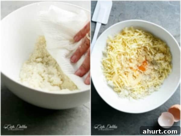 Keto Cauliflower Hash Brown Egg Cups 3 Collage on how to make Cauliflower Hash Brown Egg Cups