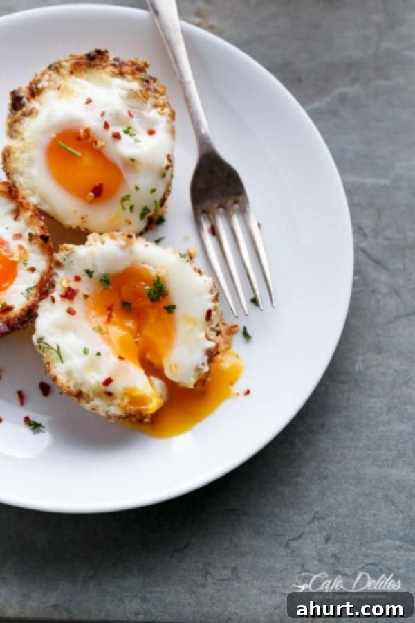 Cauliflower Hash Brown Egg Cups are low carb. Top view image of Hash Brown Egg Cups