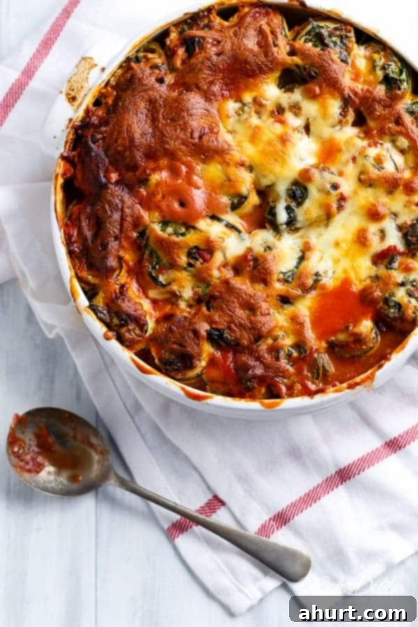 Top view image of Spinach and Ricotta Zucchini Cannelloni 