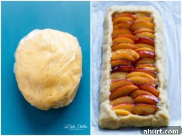 Low Carb Almond Peach Pie with Vanilla Bean Mascarpone Cream 6 Almond Peach Pie with Vanilla Bean Mascarpone Cream on a plate, freshly baked and garnished.