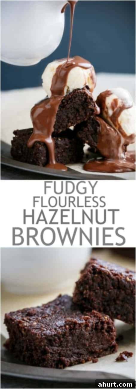 Decadent Low Carb Flourless Hazelnut Brownies 10 Pin this recipe! Image of Fudgy Flourless Hazelnut Brownies with Hot Chocolate Fudge Sauce