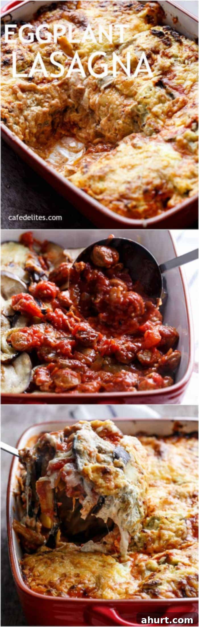 Savory Sausage and Roasted Eggplant Lasagna with Herbed Ricotta Pesto 11 Collage on Sausage Eggplant Lasagna With Ricotta Pesto from different angles