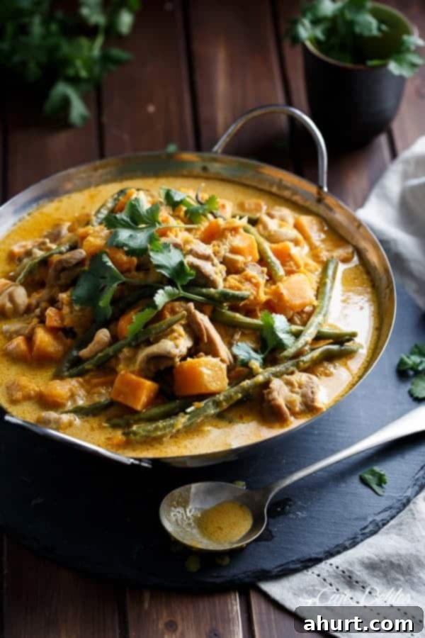 Creamy Chicken Butternut Squash Curry 2 Chicken and Butternut Pumpkin Korma Curry in a pan