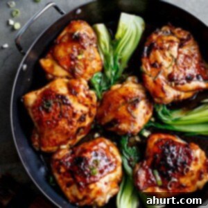 Caramelized Asian Glazed Chicken Thighs 9 Simple Asian Glazed Chicken Thighs in a pan