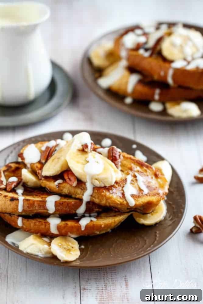 Banana Bread French Toast with a Cream Cheese Glaze 