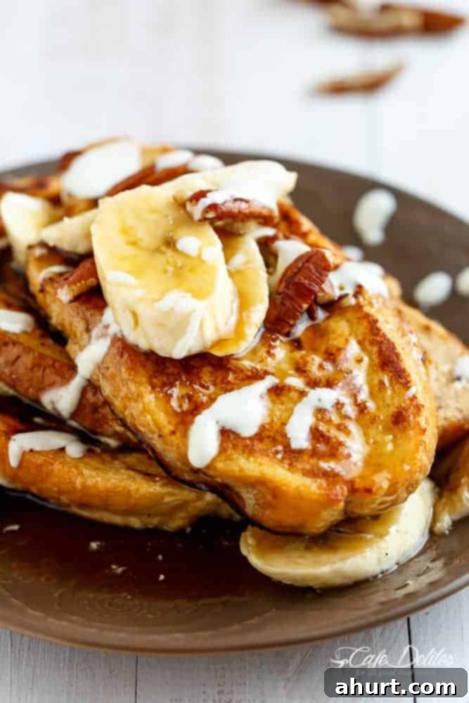 Zoom in image of Banana Bread French Toast with a Cream Cheese Glaze 